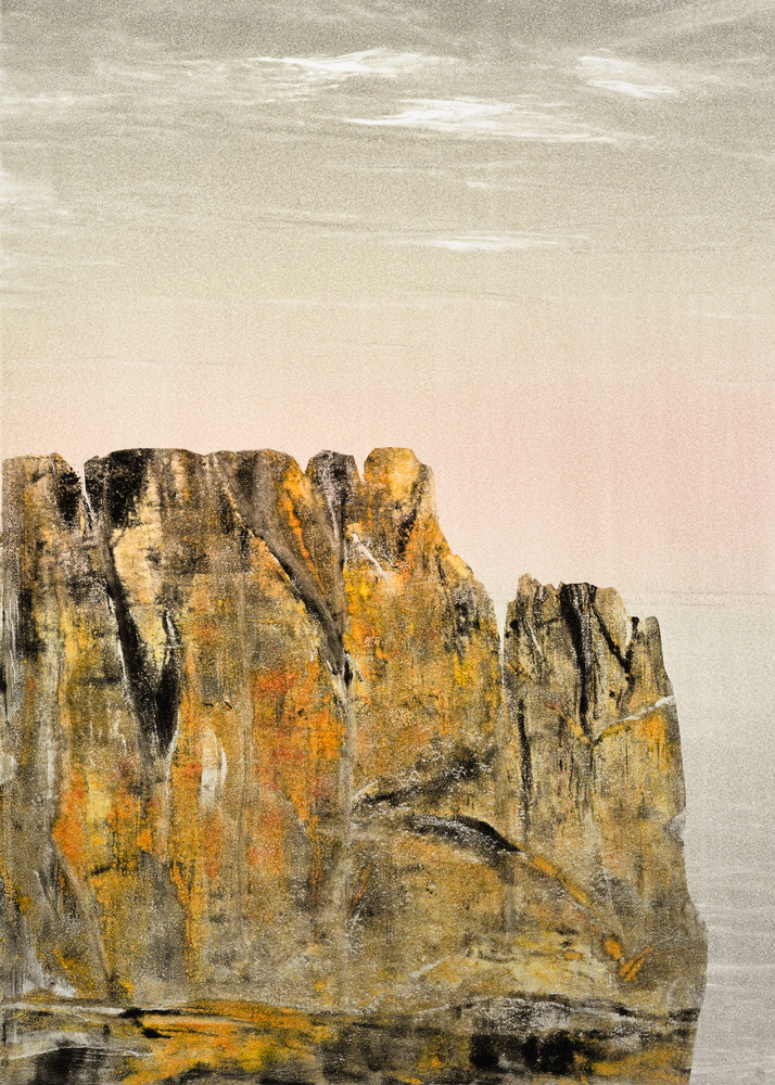 Castle Crags: Dawn, Monotype, 14 x 16